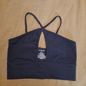 Black open crop tank top